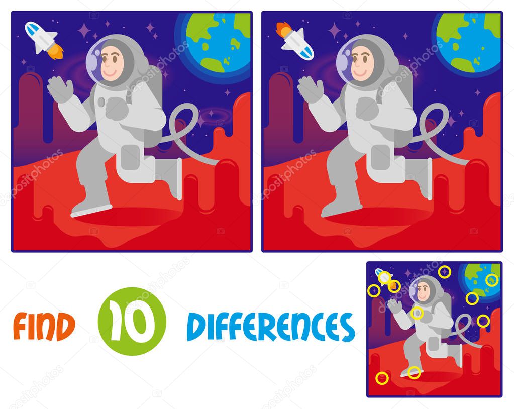 Astronaut on mars find 10 differences 