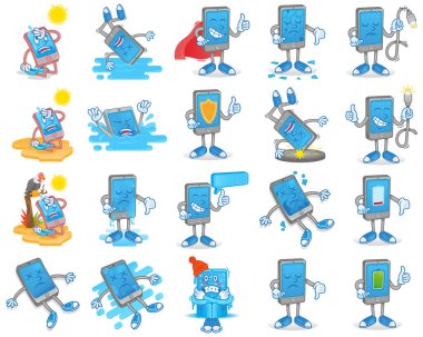 Büyük set çizgi film smartphone ile 