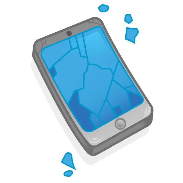 Isometric Icon Lie Smartphone Mobile Phone Tablet Cracks Broken Touch — Stock Vector