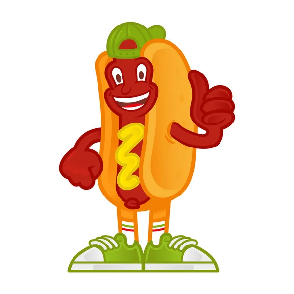 Zeichentrickfigur Hot Dog — Stockvektor
