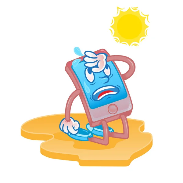 Smartphone fatigué pour le soleil chaud — Image vectorielle