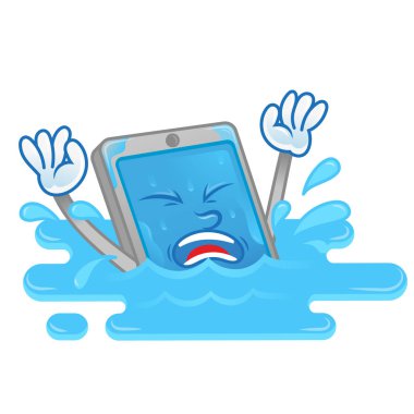 Islak smartphone karakter 