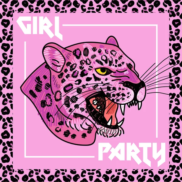 Fille fête léopard — Image vectorielle