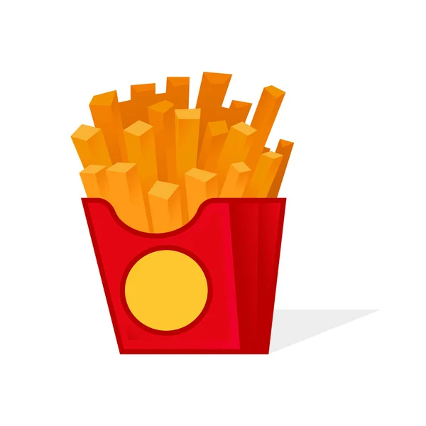 Икона Элемент Быстрого Питания Вкусный Американский Картофель Фри Красной Коробке — стоковый вектор