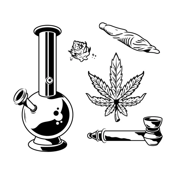 Cannabis marihuana set — Stockvector