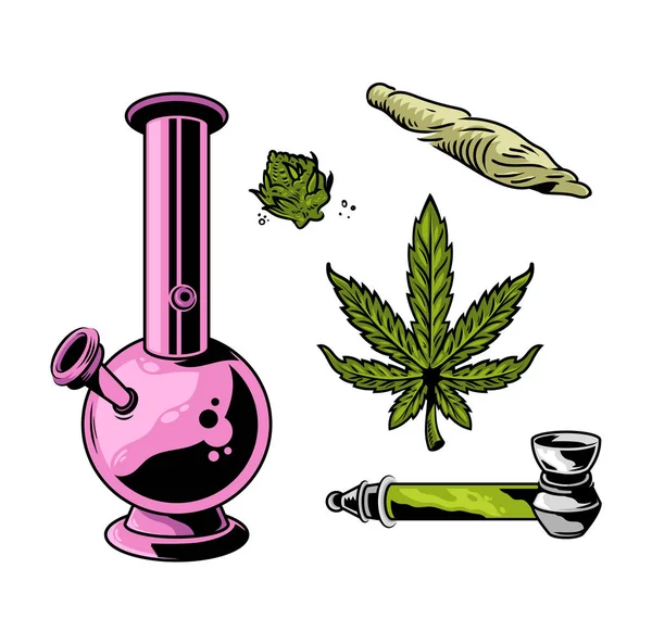 Kannabisz dohányzó készlet — Stock Vector