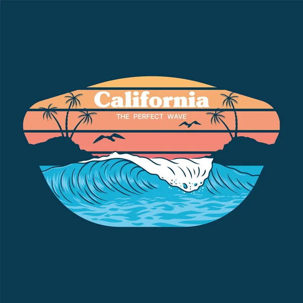 California wave print — Stock Vector