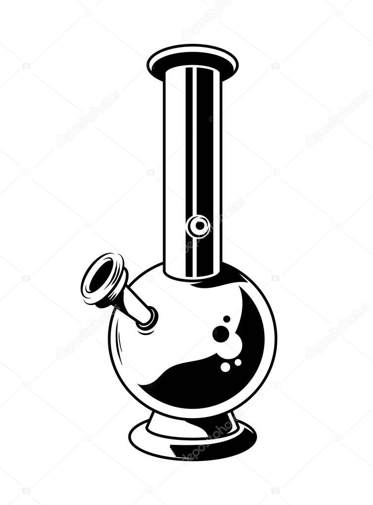 Device special for smoke cannabis hemp weed marijuana drugs. Vintage drawing graphic illustration for poster print t shirt sticker patch icon logo design.