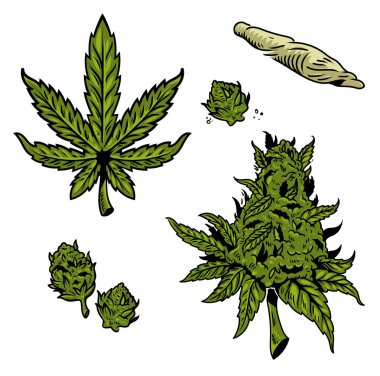 cannabis marijuana set  clipart