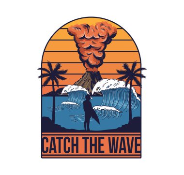 Vintage moda trendy yaz baskı tasarımı