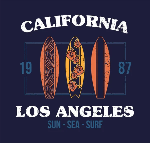 Ställ surfbräda Skriv ut t-shirt design — Stock vektor