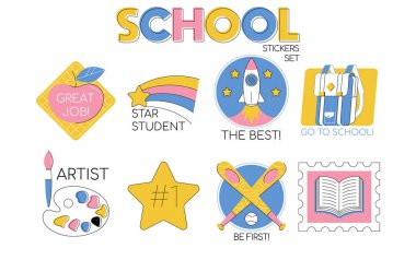 Okula geri dönüş çıkartma koleksiyonu