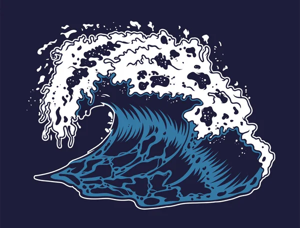 Blauwe Grote Oceaan Zee Golf voor surfen — Stockvector
