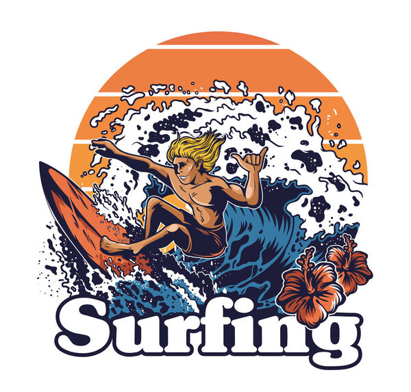 молодой человек сумасшедший серфер-экстремал
