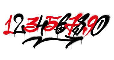 Graffiti numbers lettering tag clipart