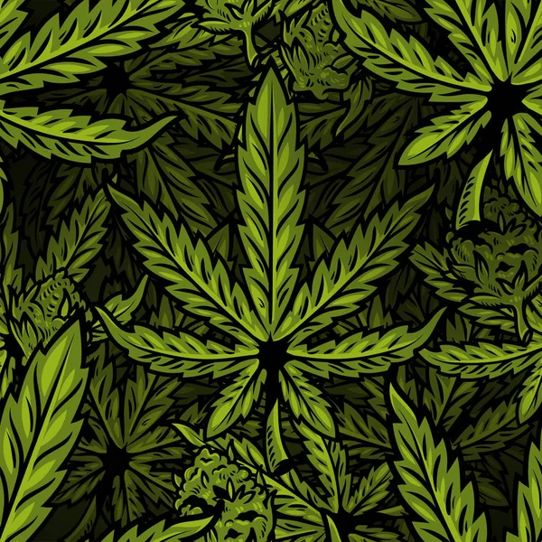 Nahtloses Muster-Print-Design für Cannabis — Stockvektor