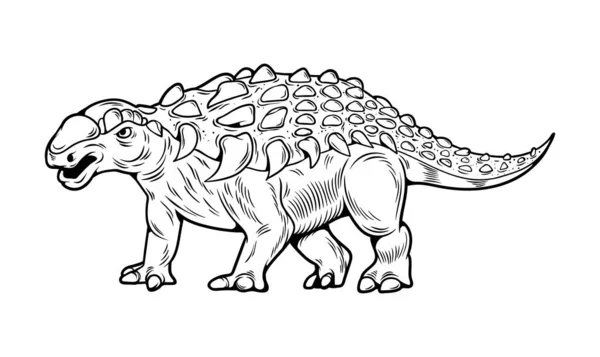 Dinossauros Ankylosaurus gravura desenho arte — Vetor de Stock