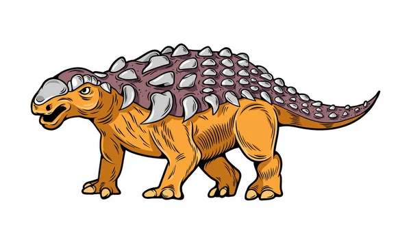 Dinossauros Ankylosaurus gravura desenho arte —  Vetores de Stock