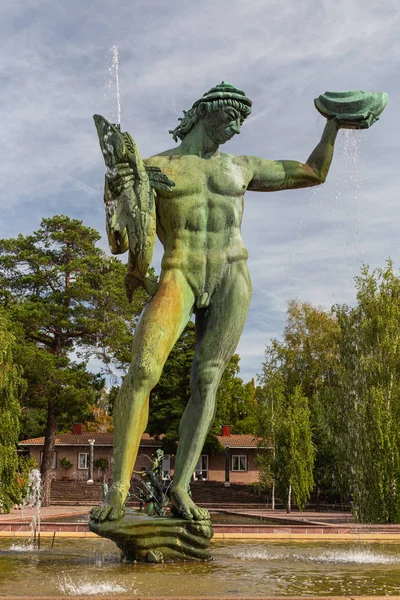 Sculptuur Van Een Jongen Een Paard Het Millesgarden Park Stockholm — Stockfoto