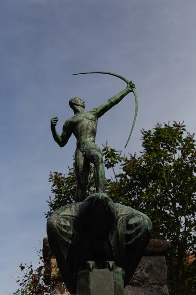 Sculptuur Van Een Jongen Een Paard Het Millesgarden Park Stockholm — Stockfoto