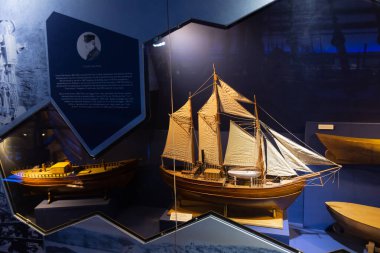 Oslo 'daki Frama Müzesi, Norveç kutup seferlerinin tarihine adanmıştır. Oslo. Norveç. 01.2018