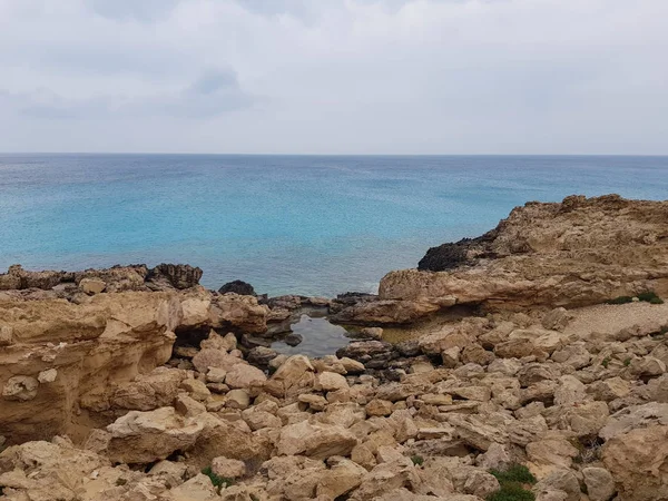 Vista Para Mar Chipre Protaras Maio 2018 Mar Azul Bonito — Fotografia de Stock