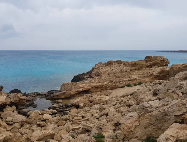 Vista Para Mar Chipre Protaras Maio 2018 Mar Azul Bonito — Fotografia de Stock