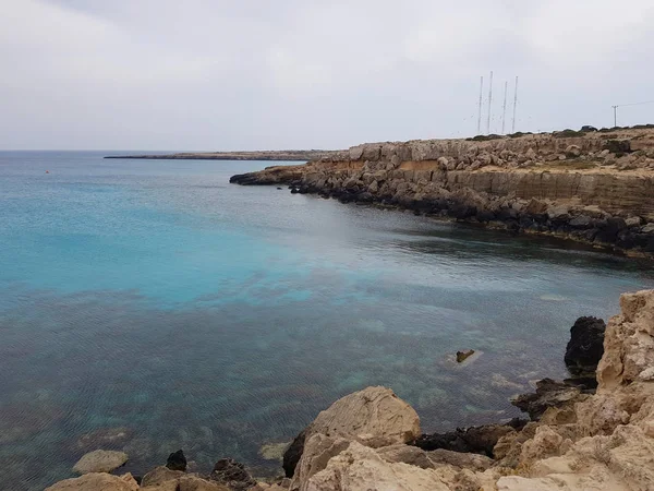 Vista Para Mar Chipre Protaras Maio 2018 Mar Azul Bonito — Fotografia de Stock