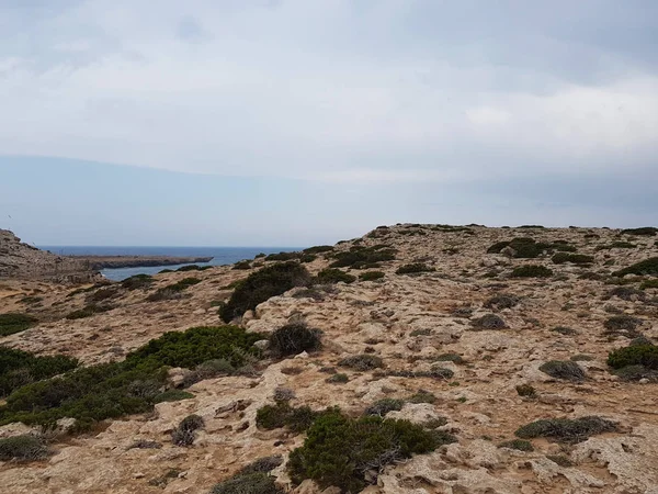 Pohled Moře Kypr Protaras Květen 2018 Krásné Modré Moře Skály — Stock fotografie