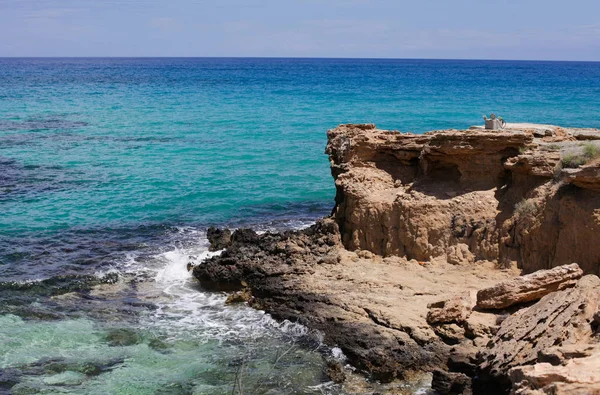 Vista Sul Mare Cipro Protaras Maggio 2018 Bellissimo Mare Blu — Foto Stock