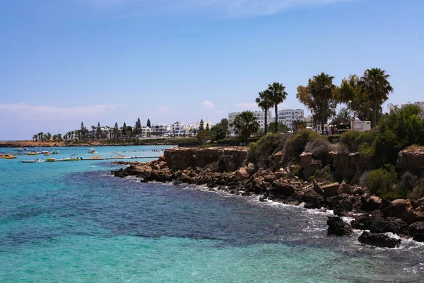 Hermosa Costa Paisaje Marino Laguna Azul Turistas Descanso — Foto de Stock