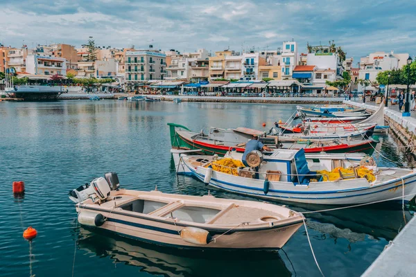 Jezioro Voulismeni Agios Nikolaos Krecie Grecji — Zdjęcie stockowe