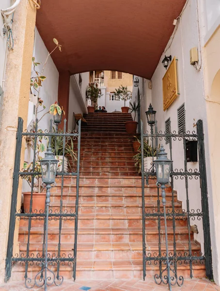 Intéressants Beaux Escaliers Anciens Grèce — Photo