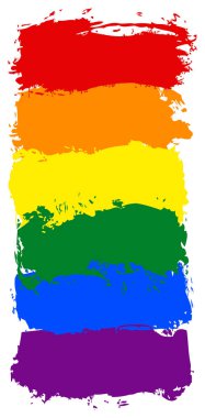 Fırça darbeleriyle boyanmış LGBT bayrağı. Sosyal medyada LGBT toplumunu popülerleştirmek ve desteklemek için oluşturulan altı renkli gökkuşağı bayrağı. EPS dosyasında grafik ögesi vektör illüstrasyonu olarak kaydedildi