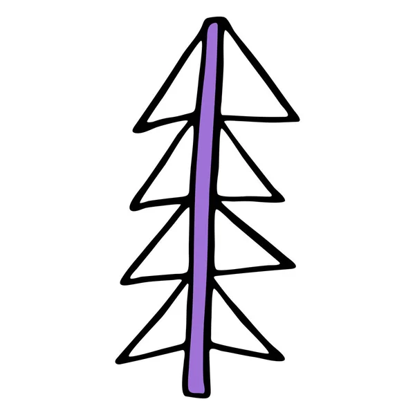 Zeichnung Eines Von Hand Gezogenen Weihnachtsbaums Einer Fichte Oder Tanne — Stockvektor