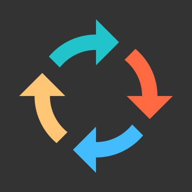 Ok yeniden yükle, yenileme, döndürme, tekrarlama, sıfırlama işareti. 2d düz tarzda oluşturulan gri arka plan üzerinde renkli simge. Bu tasarım grafik öğesi bir vektör çizim Eps dosya biçiminde kaydedilir
