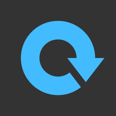 Ok yeniden yükle, yenileme, döndürme, tekrarlama, sıfırlama işareti. 2d düz tarzda oluşturulan gri arka plan üzerinde renkli simge. Bu tasarım grafik öğesi bir vektör çizim Eps dosya biçiminde kaydedilir