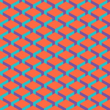 3-b efekti küp perspektif ile Seamless modeli. Retro vintage arka plan. Bir vektör çizim kaydedilen tasarım grafik öğesi