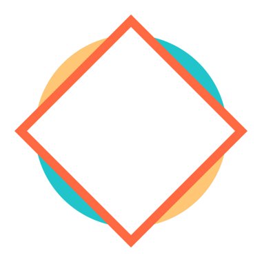 Kare ve yuvarlak şekiller kullanılarak oluşturulan soyut geometrik öğesi. Bir vektör çizim tasarım olarak kaydedilmiş bir grafik elemanı