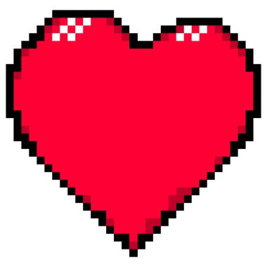 Kırmızı kalp piksel sanat tarzında hazırlandı. Bir vektör çizim kaydedilen tasarım grafik öğesi