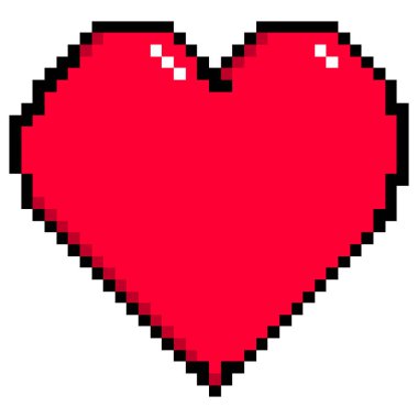 Kırmızı kalp piksel sanat tarzında hazırlandı. Bir vektör çizim kaydedilen tasarım grafik öğesi