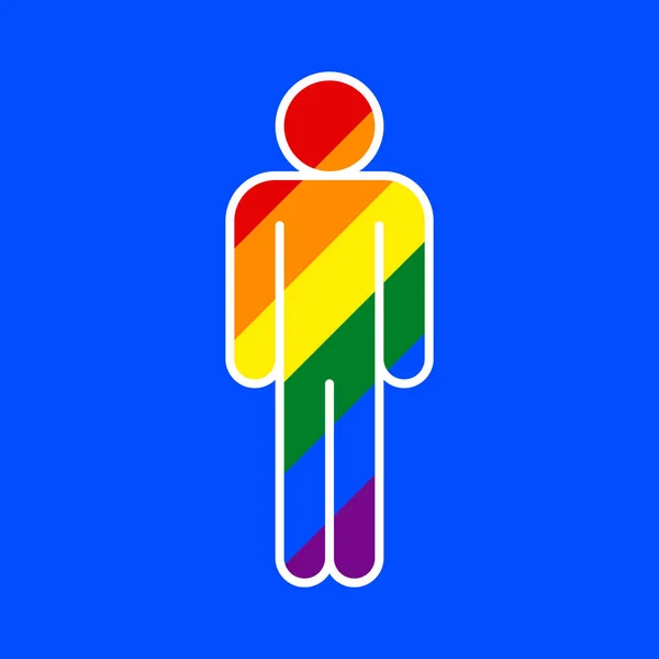 Signo humano LGBT creado usando una bandera de arco iris de seis colores . — Archivo Imágenes Vectoriales