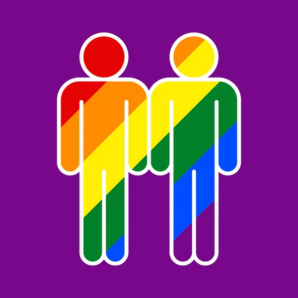 LGBT two people sign created using a six-color rainbow flag. — Stock Vector