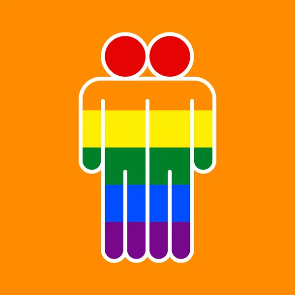 LGBT two people sign created using a six-color rainbow flag. — Stock Vector