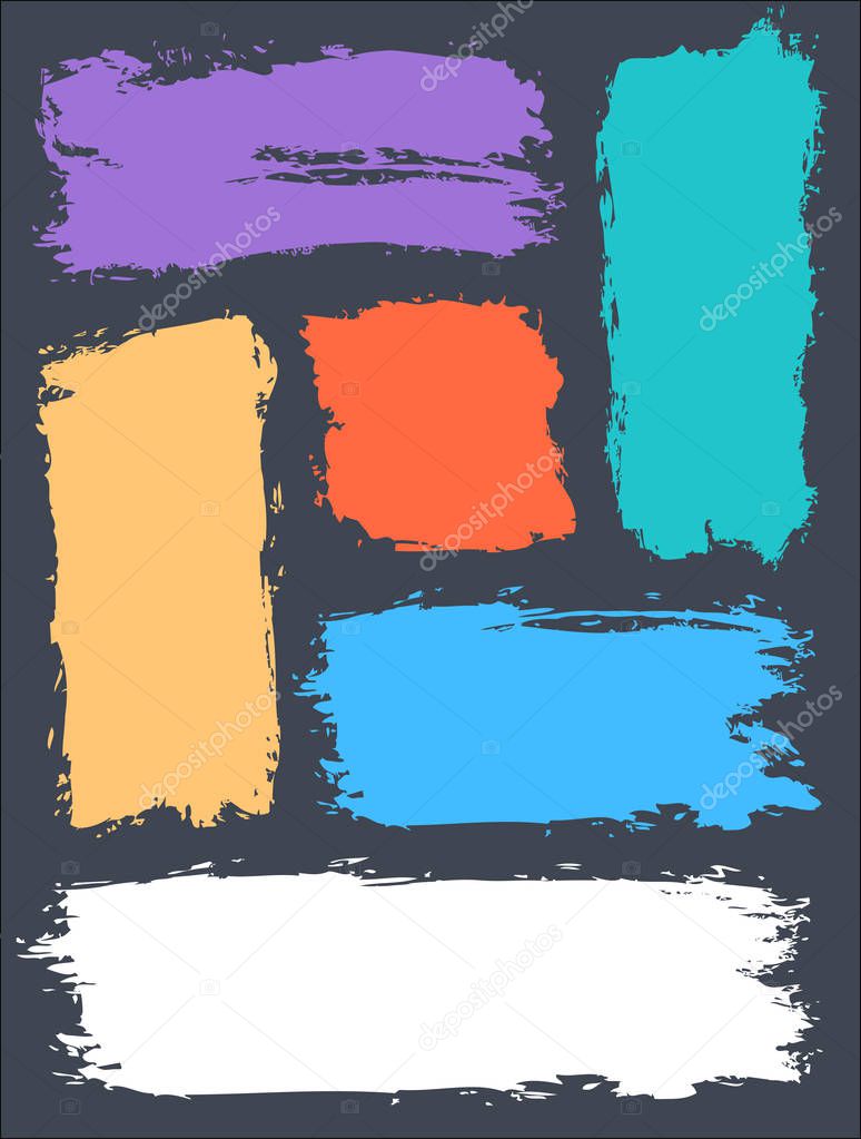 Template of poster created using paint brushstrokes of different colors. Design graphic element saved as a vector illustration