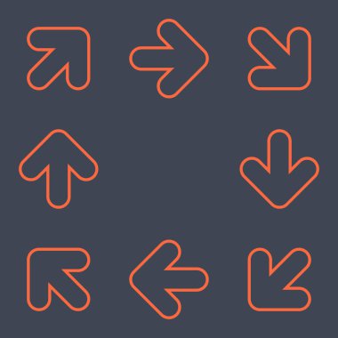 Ok işaretleri bir çember hareketi yapmak. Kırmızı kutsal kişilerin resmi içinde düz stil oluşturulmuş. Tasarım grafik öğesi bir vektör çizim Eps dosya biçiminde kaydedilir.