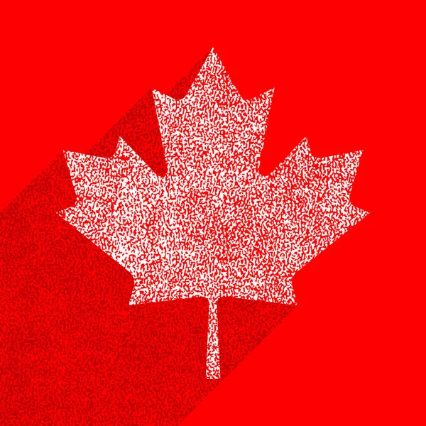 Canadian Flag Maple Leaf Symbol Long Shadow Square Designed Flat — Stock Vector