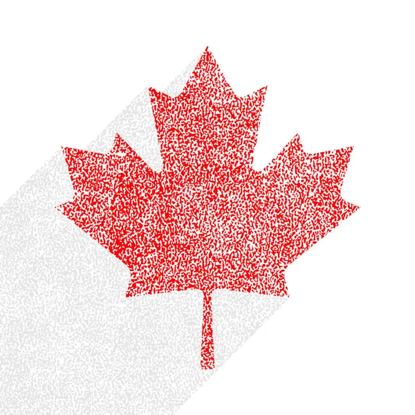 Maple Leaf Symbol Kanadské Vlajky Dlouhý Stín Náměstí Ploché Stylu — Stockový vektor