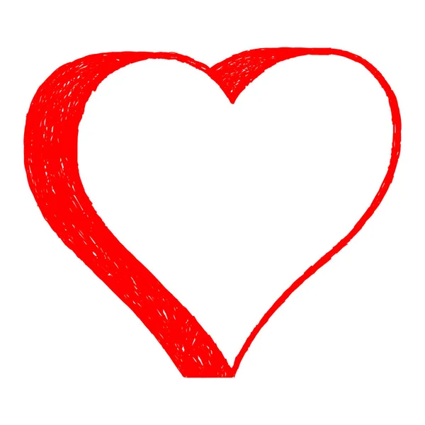 Красное Сердце Рисунок Создается Шариковой Ручкой Руки Графический Элемент Дизайна — стоковый вектор
