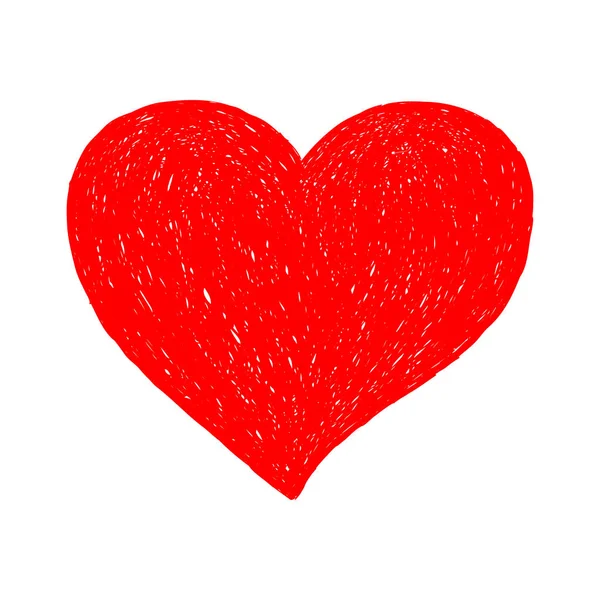 Červené Srdce Kresba Vytvořen Kuličkové Pero Ruky Grafický Prvek Návrhu — Stockový vektor